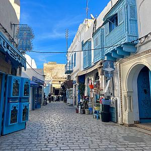 Farah Tolu-Honary拍摄的突尼斯一条美丽的蓝色街道.