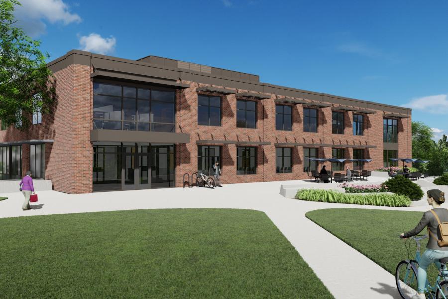 A new first-floor entrance is planned for the library's east side.
