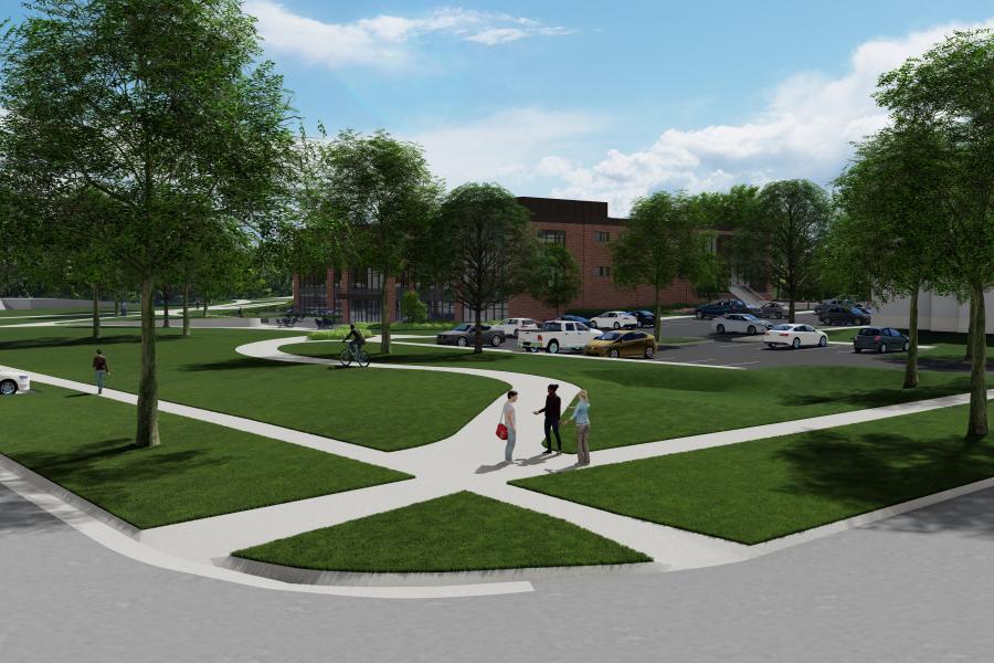Green space surrounding the library will be expanded and more parking will be added.